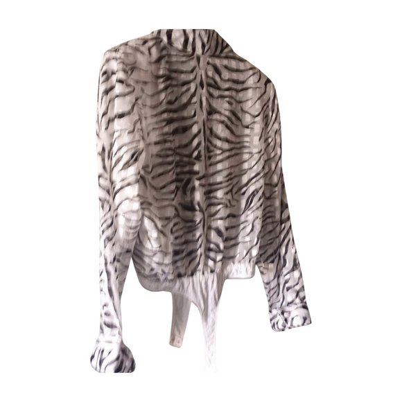 Women's L Cache Tiger Striped Chiffon Bodysuit - Picture 17 of 17